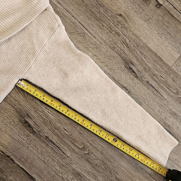 CHRISTOPHER & BANKS Cardigan Size L Soft Ribbed Open Front Pockets Oatmeal Tan - Picture 5 of 8